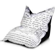 Ecopuf Bean bag / bean bag, polyester cushion, waterproof pattern design, size M, floor cushion, bean bag for outdoor use, polystyrene beads EPS Dim, 100 x 140 cm