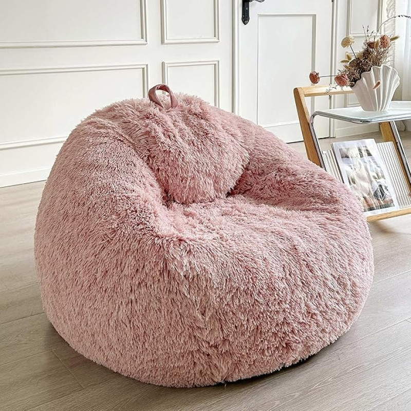 LIFEREVO Fluffy Faux Fur Bean Bag Cover (No Filling), Ultra Soft Stuffed Animal Storage, Bean Bag Cover for Kids and Adults, Premium Furry Bean Bag Cover for Organizing
