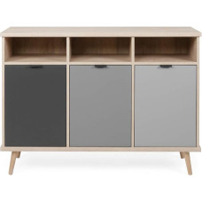 EPIK Sideboard Oak Endgrain and Grey | Chest of Drawers 120 x 88 cm with Feet in Solid Oak Endgrain