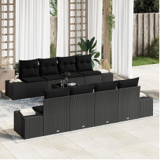 Rantry Sofa 6 pcs Schwarz 294 x 62 x 69 cm Poly-Rattan Couch Model3346993