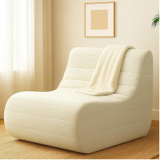 KKdema Sitzsack für Erwachsene, Kamin- und Sitzsack, großer Sitzsack, Bodencouch, Memory-Schaum, Lounge-Sessel für Schlafzimmer, Wohnzimmer, Büro und Zuhause, Weiß