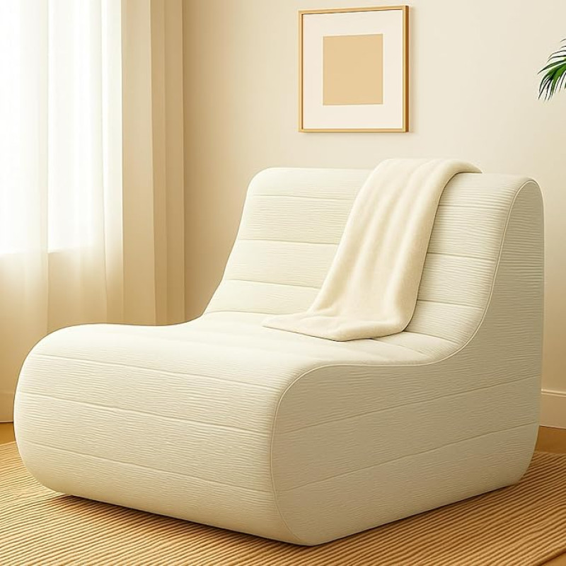 KKdema Sitzsack für Erwachsene, Kamin- und Sitzsack, großer Sitzsack, Bodencouch, Memory-Schaum, Lounge-Sessel für Schlafzimmer, Wohnzimmer, Büro und Zuhause, Weiß