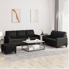 Snsowed 3-TLG. Sofagarnitur mit Kissen Schwarz Kunstleder, Sofa Mit Relaxfunktion, Wohnzimmer Sofa, Couchgarnitur, Wohnzimmer Sofagarnitur, Sofa Set, Couch 3201383
