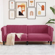 LAPOOH Sofa 3-Sitzer Weinrot Samt, Loungesofa, Sofas & Couches, Relaxsofa, Couch für Wohnzimmer, 372589