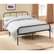 House of Home Double Metal Bed Frame with Rounded Headboard, Easy Assembly, Bed Frame, Bed with Sturdy Tubular Slats and Centre Support Legs, 6ft x 6ft, Black