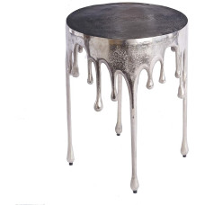 invicta INTERIOR Liquid Line Modern Side Table 51 cm Silver Teardrop Design Coffee Table Living Room Table