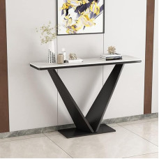 Narrow Console Table Modern Console Table V Shaped Base Antique Finish Console Sofa Table Art Rock Slab Aisle Long Porch Table Living Room