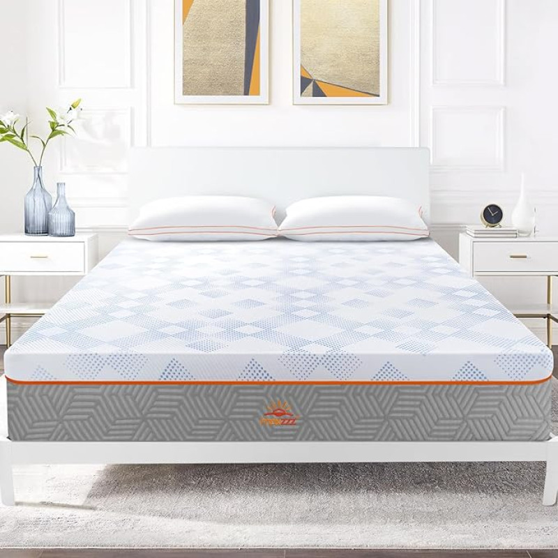 Maxzzz MAXZ-ES-MS011006 Memory Foam Mattress, Bamboo Charcoal Gel, White, 90 x 190 cm