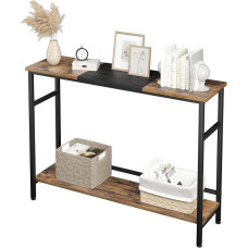 HAUSPROFI Narrow Console Table with Shelves, Wooden Hallway Table, 100 D x 23 W x 80 H, Sturdy Metal Frame for Small Room, Entrance, Hallway, Living Room
