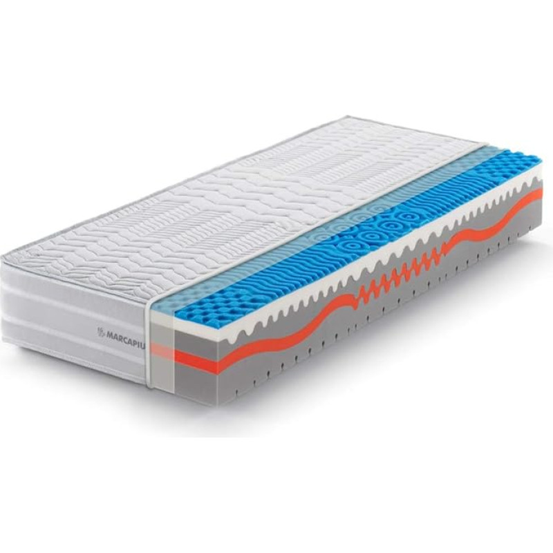 Marcapiuma Single Memory Foam Mattress, 85 x 200 cm, Height 25 cm, H2 Hardness, Medical Device, Carbon Silver Cover, Removable, Dust Mite Proof, 100% Made in Italy