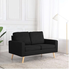 Catherinol 2 Seater Sofa, Floor Sofa, Chaise Lounge, Small Sofa, Couch, Cauchsofa, Relaxing Sofa, Sofas & Couches, Living Room Sofa, for Teenager's Room, Black Fabric