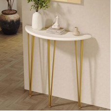 YVYKFZD Konsolentisch aus Massivholz, Halbmond Beistelltisch Sofatisch, schmale Flurtisch, Elegante Vintage-Akzenttische Eingangstisch, für Wohnzimmer, Eingangsbereich(Gold,60x25x80cm)