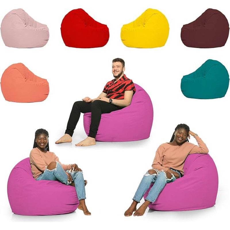 ZainBag,de Seat Cushion Outdoor Seat Cushion Children's Bean Bag XL 110 cm Diameter Armchair XXL Bean Bag XXL Fluffy XXL Cushion Giant Bean Bag 145 cm Diameter (Pink, 110 cm Diameter)