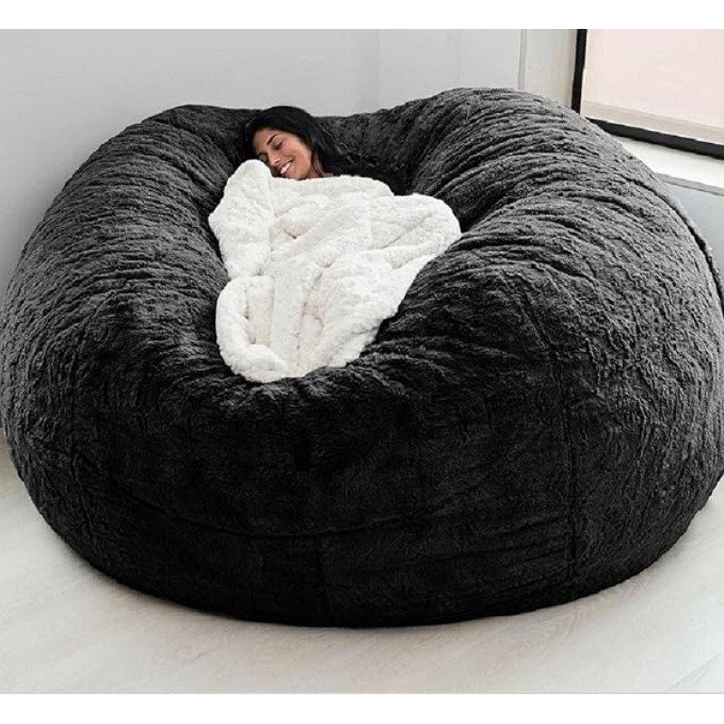 LHNT 6ft Bean Bag Chair Cover Bean Bag Cover, Giant Fur Bean Bag Sofa Cover Washable Bean Bag Lazy Sofa Cover (No Filling) for Living Room Decoration