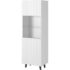 Furniture24 Pafos Display Cabinet 1 Door Living Room Cabinet Matt White 60 x 182 x 40 cm