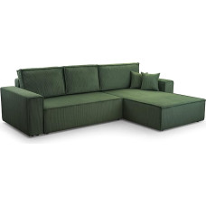 FurniShop24 Corner Sofa with Sleep Function and Bed Box - Corner Couch L-shaped for Living Room, Folding Sofa Bed Minimalist Design, Sofa Bed Mango L: Dark Green, Corner Sofa Bed Right