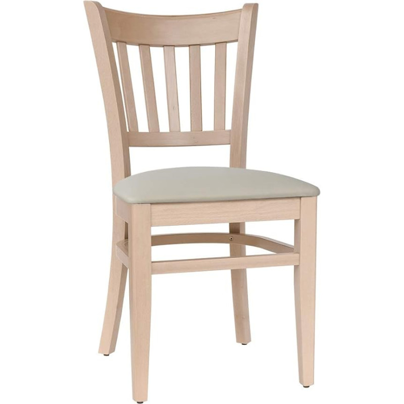 abritus T002 Set of 2 Chairs Kitchen Chairs Living Room Chair Solid Beech Wood Natural Upholstery Faux Leather Cream Ready Assembled Load 150 kg