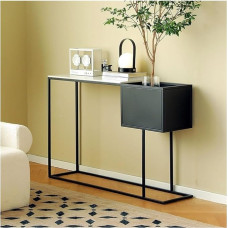 Vickyliou Entrance Table, Modern Narrow Console Table with Faux Marble Top for the Living Room, Console Table with Storage (M)