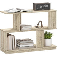 HOMCOM S-förmiger Beistelltisch, 3-stufiger schmaler Beistelltisch mit Ablagefächern, moderner Nachttisch für Wohnzimmer, Schlafzimmer, 90B x 30T x 61H cm, natürliche Holzoptik