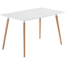 Baroni Home Wooden Child's Table, Dining Room Table, Desk with Wooden Legs, Dining Room, Living Room, Bedroom, White Table Top with Wood-Coloured Legs, 120 x 70 x 72 cm