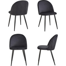 JZGORC Set of 4 Dining Room Chairs, Soft Velvet Dining Room Chairs, Kitchen Chairs with Metal Legs, Modern Dining Chair with Adjustable Protective Padding - Black