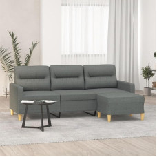 ZEYUAN 3201074 3-Seater Sofa with Stool, Dark Grey, 180 cm Fabric, Sofas & Couches, Living Room, Sofa for Teenager's Room, Relaxing Sofa, Sofa for Bedroom, Upholstered Sofa