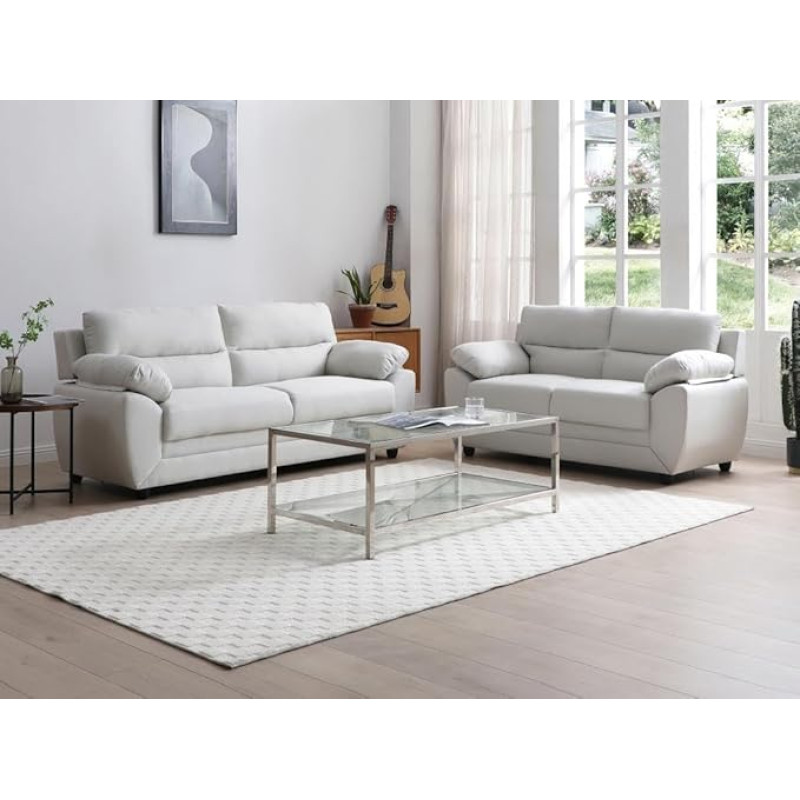 Vente-unique Sofa 3 Seater & 2 Seater - Fabric - Beige - Manoa