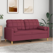 ZEYUAN 3200788 2-Seater Sofa with Decorative Cushions Wine Red 140 cm Fabric, Sofas & Couches, Sofa Living Room, Sofa for Teenager's Room, Relaxing Sofa, Sofa for Bedroom, Upholstered Sofa