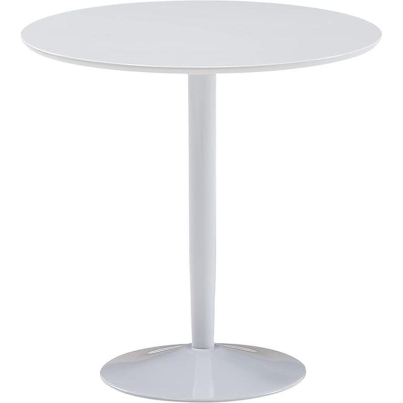 FineBuy Round Dining Table, 75 x 75 x 74 cm, Small Kitchen Table, White High Gloss, Round Dining Room Table for 2 People, Modern Breakfast Table, Kitchen, Dining Room, Small