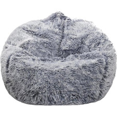 Bean Bag Cover for Fluffy Stuffed Animals (No Filler), Faux Fur Cover, Comfortable Bean Bag Cover for Organizing Plush Toys or Textiles for Adults, Teens, Kids, Girls, Grey