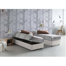 Talamo Italia Silvia Sommier Single Bed with Container, Made in Italy, Bed with Faux Leather Cover, Side Opening, Fits Mattress 80 x 190 cm, White