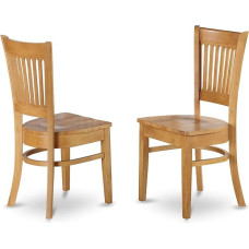 East West Furniture VAC-OAK-W Vancouver Kitchen Dining Chairs - Wooden Slatted Back, Set of 2, Oak