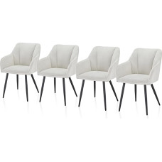 TUKAILAI Dining Room Chairs Set of 4 Linen Fabric, Kitchen Chair, Upholstered Chair, Armrest Chair with Armrests, Backrests, Soft Seat Padding, Metal Legs, Modern Armchair for Kitchen, Dining Room,