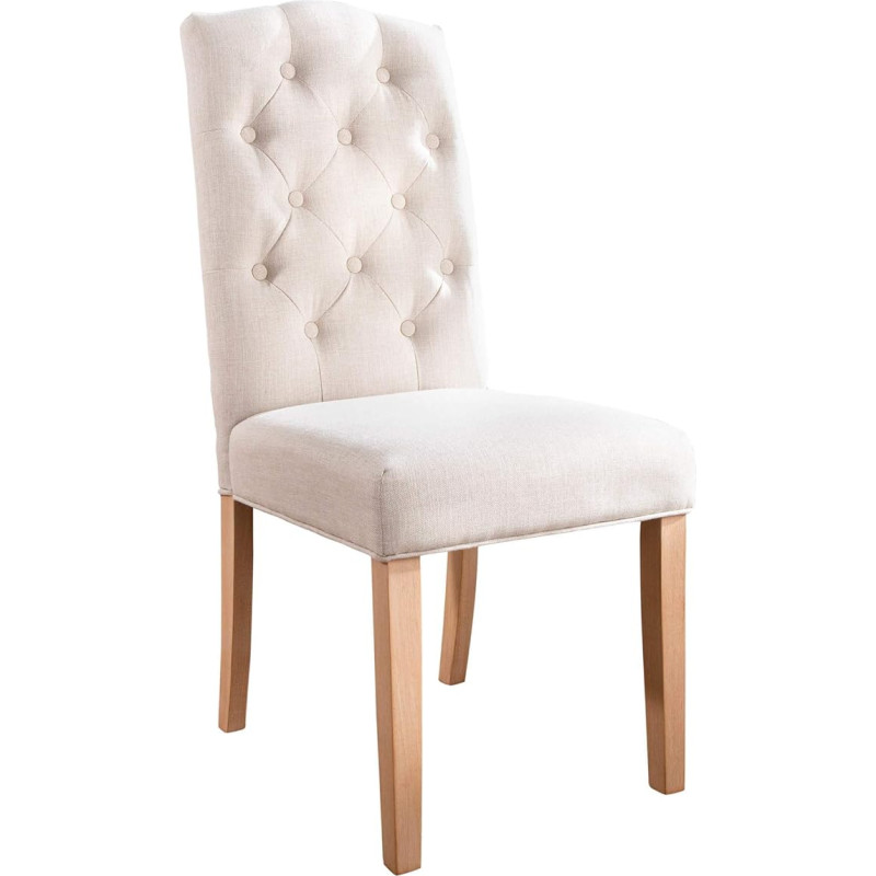 invicta INTERIOR Elegant Castle Chair Beige with Chesterfield Quilting in Country House Style Dining Room Chair