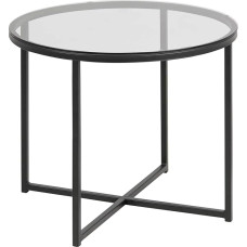 Side Table Black Glass Diameter 55 cm