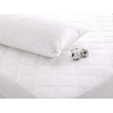 Cuddledown 100% Pure Cotton Quilted Mattress Protector Non Allergenic Machine Washable (Cot Size 60x120cm)