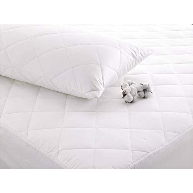 Cuddledown 100% Pure Cotton Quilted Mattress Protector Non Allergenic Machine Washable (Cot Size 60x120cm)