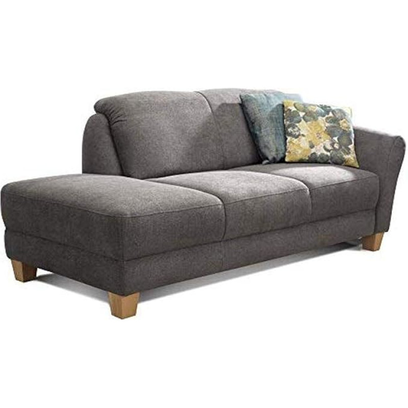 CAVADORE Gootlaand Chaise Longue with Spring Core and Arm Section Right in Country House Style 194 x 84 x 91 cm Grey