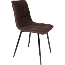 SAM ULF Dining Chair Brown Fabric Cover Black Metal Feet Scandinavian Style Shell Chair Square Stitching Easy Care Chair