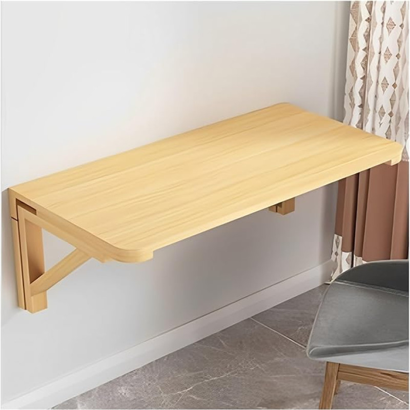 ZHZHXR Klappbarer Wandschreibtisch, Klappbare Werkbank Schwebender Wäscheklapptisch für Zuhause, Büro, Arbeitszimmer, Werkbank, Küche, Esszimmer, Holzfarbe(120x40cm)