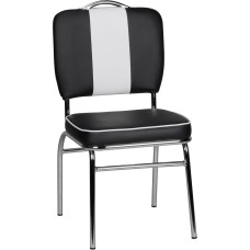 Wohnling American Diner 50s Retro Dining Room Chair Padded Seat with Back Rest Black White