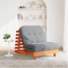 Xichuzi Futon Sofa Bed with Mattress, Brown, 80 x 206 x 11 cm, Solid Pine Wood, Lounge Sofa, Sofas & Couches, Relax Sofa, Couch for Living Room - 846758