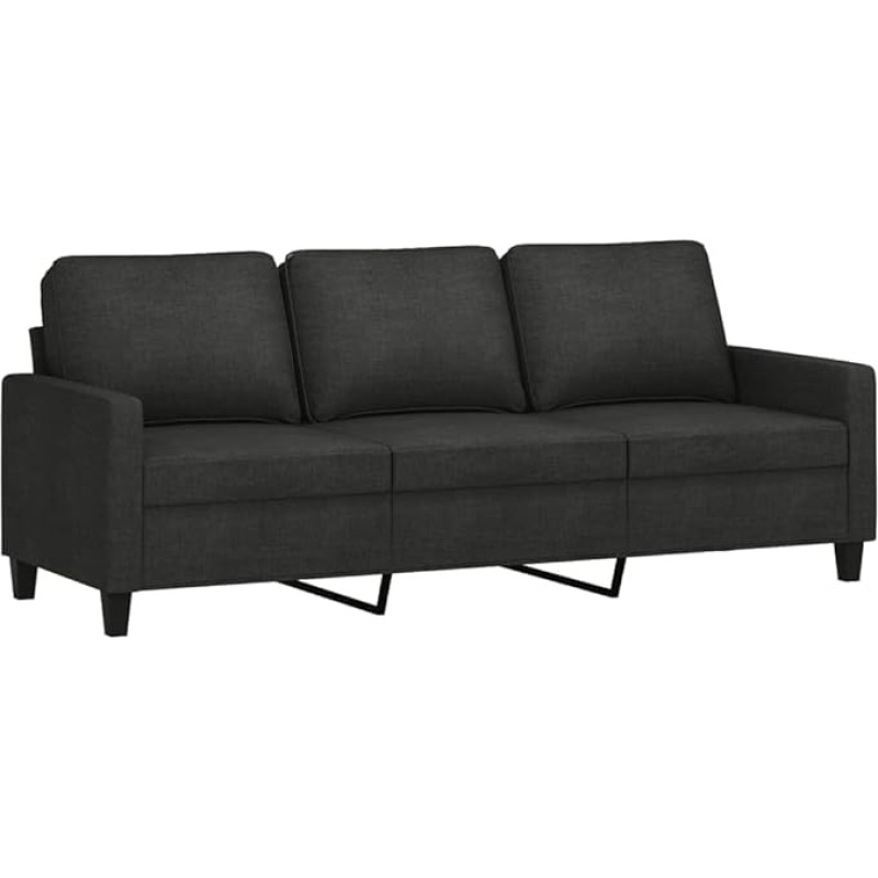 vidaXL Sofa 2-Seater, Lounge Sofa Couch with Armrests Back Cushion, Living Room Sofa Design Sofa Metal Frame, Seating Furniture Two Seater, Modern, Black Fabric