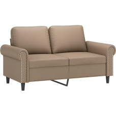 vidaXL Sofa 2-Seater, Lounge Sofa Couch with Armrests Back Cushion, Living Room Sofa Design Sofa with Metal Frame, Seating Furniture Two-Seater, Cappuccino Brown Faux Leather