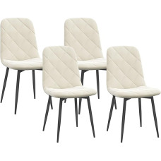 HOMCOM Set of 4 Dining Chairs Upholstered Kitchen Chairs High Back Steel Legs Velvet Effect Fabric for Living Room Bedroom Kitchen Cream
