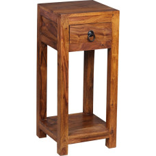 FineBuy Sheesham Telephone Table Solid Wood Side Table with Drawer 30 x 30 x 65 cm