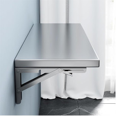 Wall Mounted Stainless Steel Drop Leaf Table Folding Space-Saving Dining Table for Small Spaces Home Office Garage Basement Laundry Room (100x40 cm)
