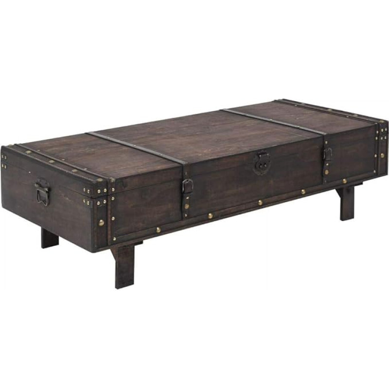Festnight Retro Coffee Table Solid Wood Vintage Side Table with Inner Storage Space Coffee Table Living Room Table 120 x 55 x 35 cm