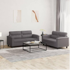 qohoio 2-TLG. Sofagarnitur mit Kissen Sofa Wohnzimmer Sitzgruppe Wohnzimmer Sofa Set Sofas FüR Wohnzimmer Grau Kunstlederer - 3202364