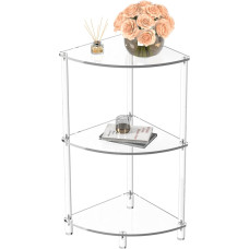 Eglaf Acrylic Triangle Side Table - 3 Tier Corner Side Table - Small Corner Table for Living Room Bedroom Bathroom - 11.81